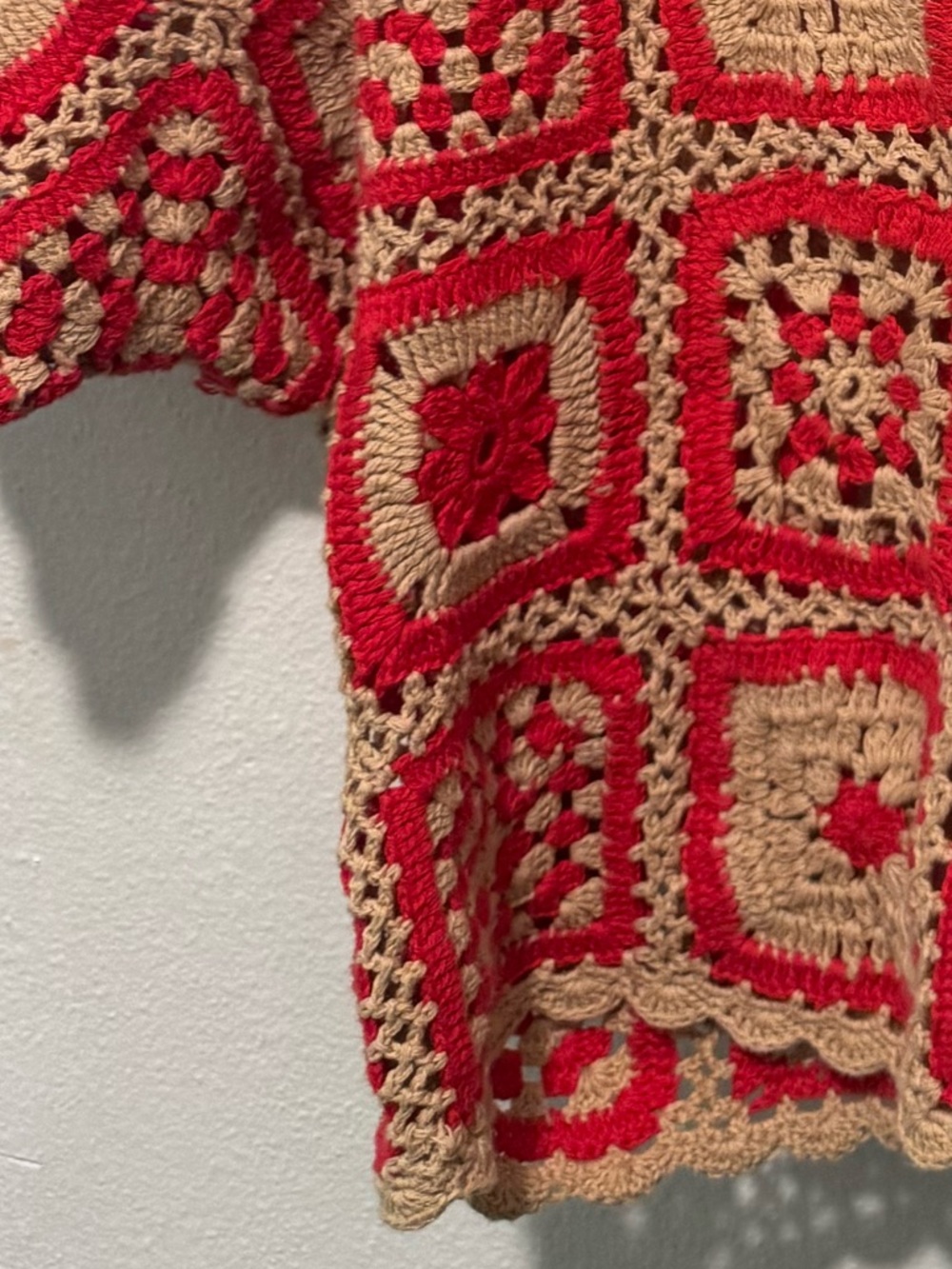 MINKPINK Red and Cream Crochet Square Top - Picture 5 of 9